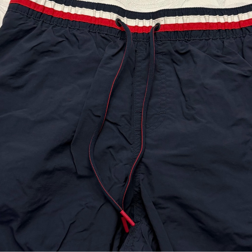 Tommy Hilfiger Dark Blue Swim Trunks Shorts Drawstrings Red White Accents - Picture 9 of 9